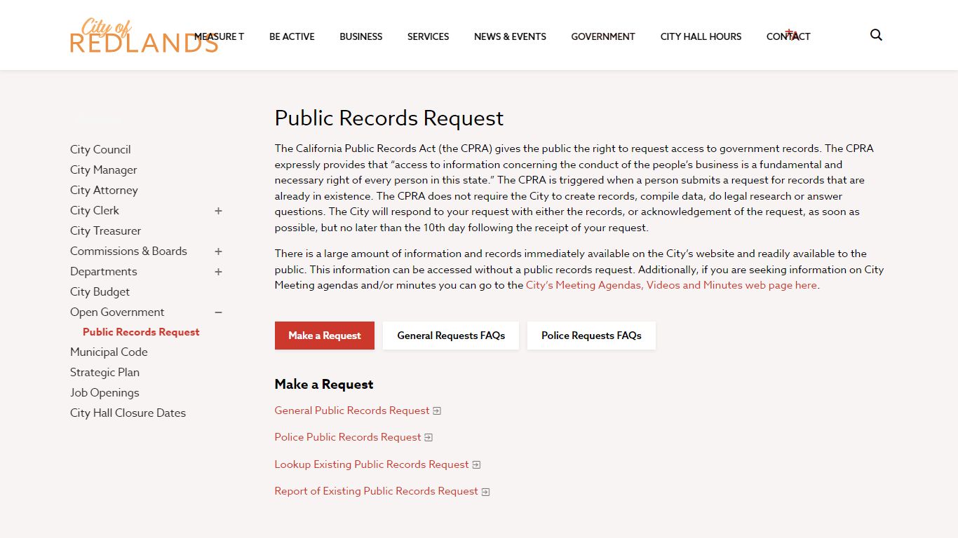 recordsrequest - City of Redlands